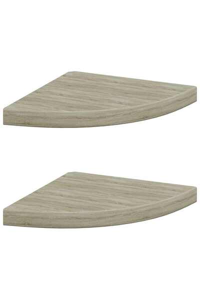 vidaxl Rafturi colț de perete, 2 buc., stejar, 35x35x3,8 cm, MDF