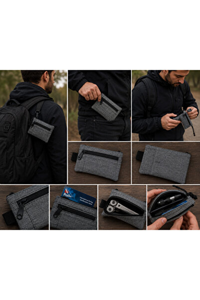 AMFİBİ Erkek Cüzdan – Su Geçirmez Fermuarlı EDC Organizer Çanta ve Kartvizitl...
