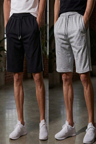 Veleno Men's 2-Piece Advantageous Pack Side-Pocket Shorts Bermuda with Zipper...