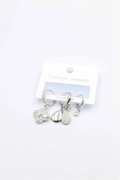 Marsilyan Nvdn- Ieg - 3-Piece Clover Earrings - Silver Iegrs-Nvdn1