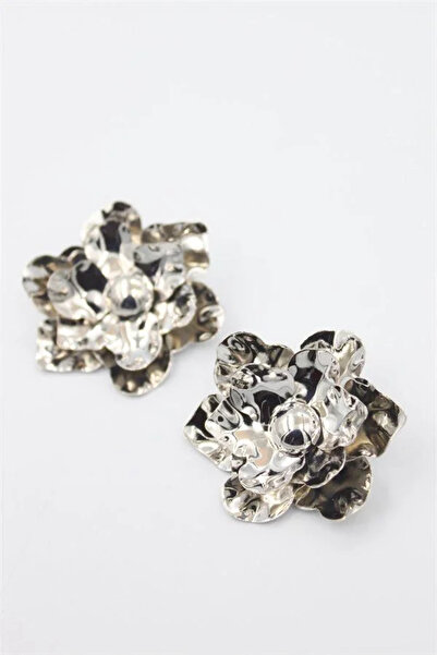 Marsilyan Nvdn- Ieg - Metal Flower Earrings - Silver Iegrs-Nvdn1