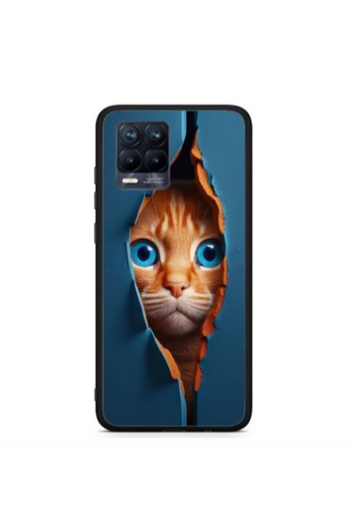 Other Realme 8 Cat Blue Eyes Black Glossy Θήκη