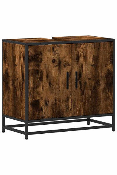 vidaxl Dulap pentru chiuvetă de baie stejar afumat 65x33x60 cm lemn