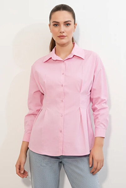 Efnaz style Women's Pink Shirt with Waist Belt