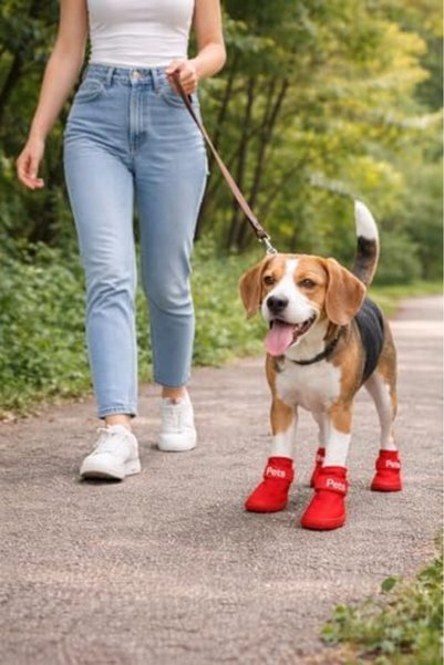 Yıldızan Terra Organik Köpek Ayakkabısı 4’lü Set Su Geçirmez Kaymaz Tabanlı K...