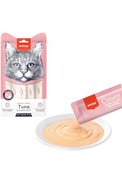 Yıldızan Terra Organic Cream Cat Treat with Tuna and Shrimp 40Gr X 5 Pieces T...