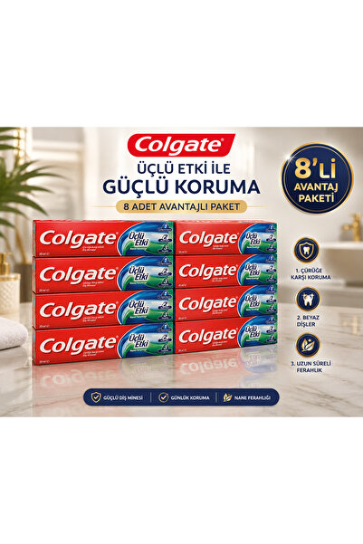 Colgate Üçlü Etki Diş Macunu 100 Ml 8 Li Paket
