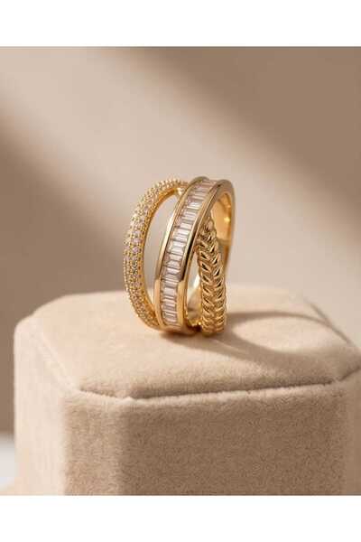XUPING JEWELRY DALGA DETAY ŞIK TASARIMLI GOLD YÜZÜK