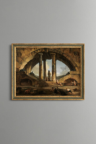 epiqart Ancient Roman Arch and Pillars - Vintage Patterned Frame - Slim Model
