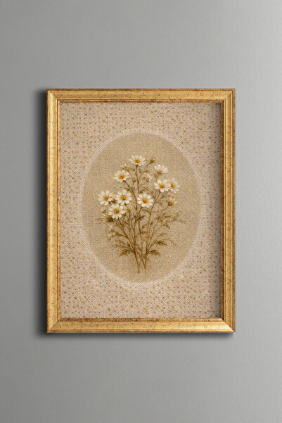 epiqart Nostalgic Daisy Bouquet - Vintage Patterned Frame - Thin Model