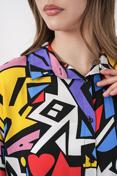 buğrahayalin Women's Graphic Patterned Shirt - Black