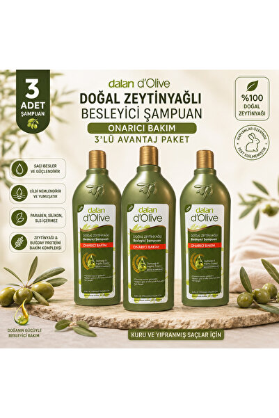 Dalan D'olive Doğal Zeytinyağlı Onarıcı Bakım Besleyici Şampuan 400 Ml x 3 Adet