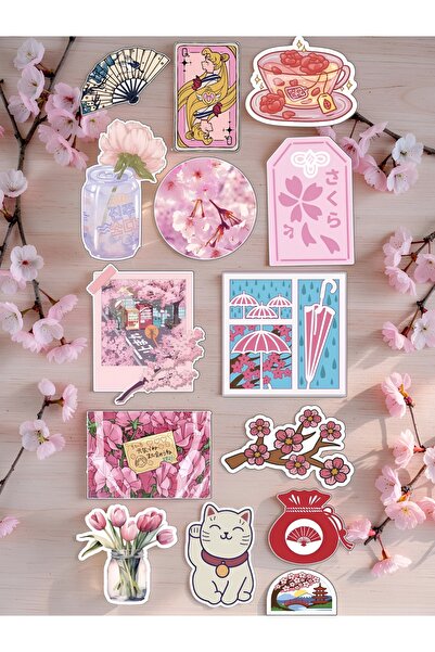 WhimsyWhite Cherry Blossom Themed Single Sticker Set |   Kawaii Japan Sticker...