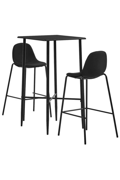 vidaxl Set mobilier de bar, 3 piese, negru, material textil