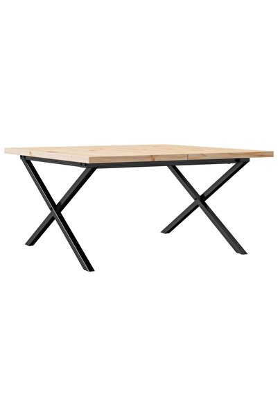 vidaxl Masă de cafea, cadru X, 80x80x45,5 cm, lemn masiv pin și Oţel