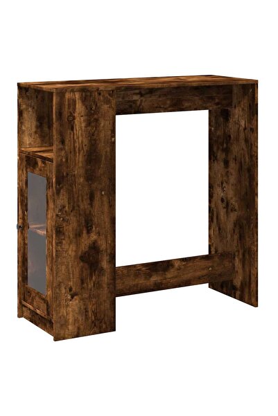 vidaxl Masă bar cu rafturi, stejar fumuriu, 101x40x103,5 cm, lemn