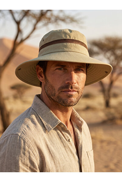 PIECE SIGNATURE Unisex Wide Brim Mesh Foldable Safari Sun Hat Adjustable Draw...