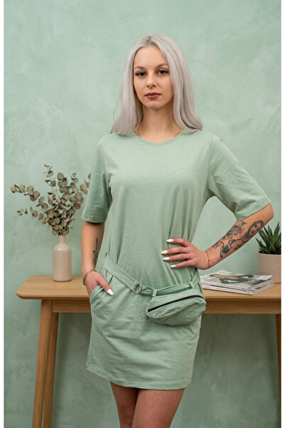 Aylin T-Shirt Mini Dress with Matching Waist Fanny Pack – Casual Cotton Pocke...