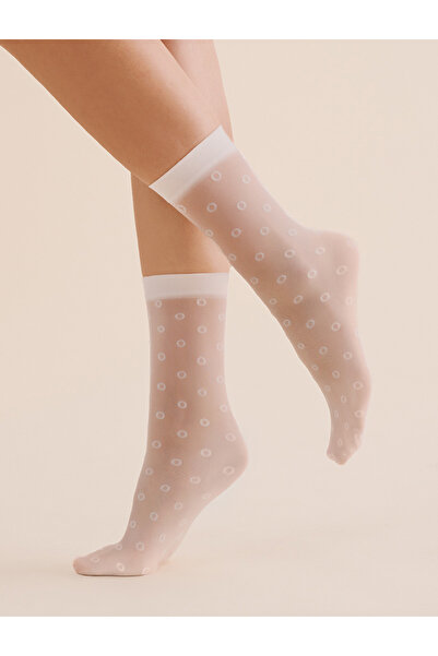 sosetaria Sosete lycra albe imitatie plasa cu buline Gabriella 1195 Peri 20 den