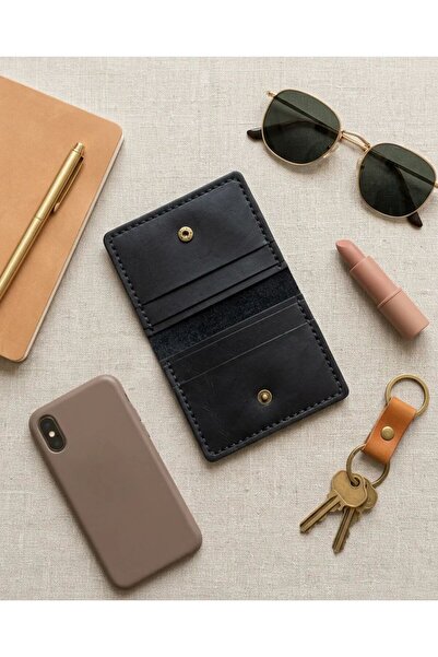 Minimal Hakiki Deri Kartlık Cüzdan | Ince Tasarım El Yapımı Kartlık Unisex