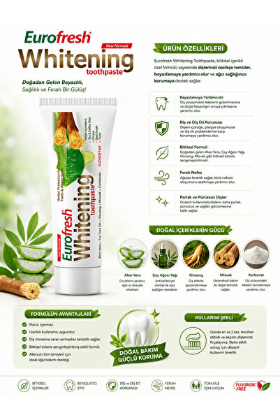 Farmasi Eurofresh Aloe Veralı Misvaklı Beyazlatıcı Diş Macunu