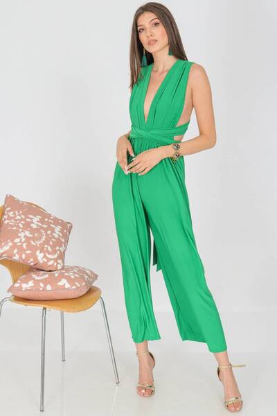 ROHBOUTIQUE Versatile jumpsuit ,Aimelia Tr439, in Jade Green, with a wide leg.