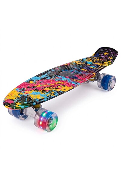 JollyMag Multicolored skateboard, with light-up wheels for children, 56 cm x ...