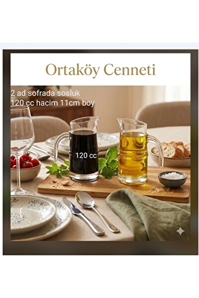 ORTAKÖYCENNETİ 2 ad sofrada Sosluk YAĞLIK set cam küçük Sürahi 120 cc hacim 1...