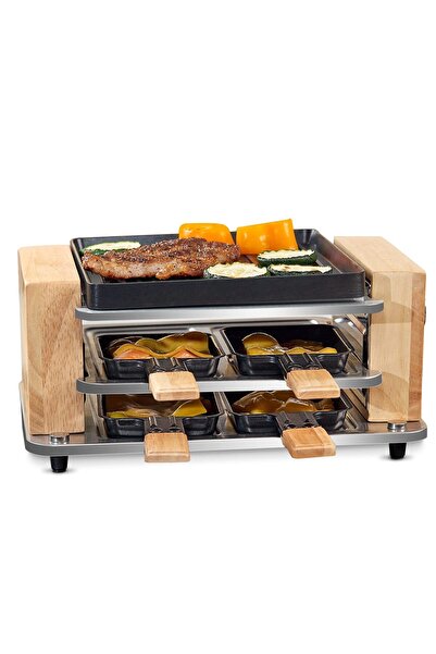 COKLAI 4 kişilik Raclette ızgara, yapışmaz kaplamalı çizgili ızgara plakalı, ...