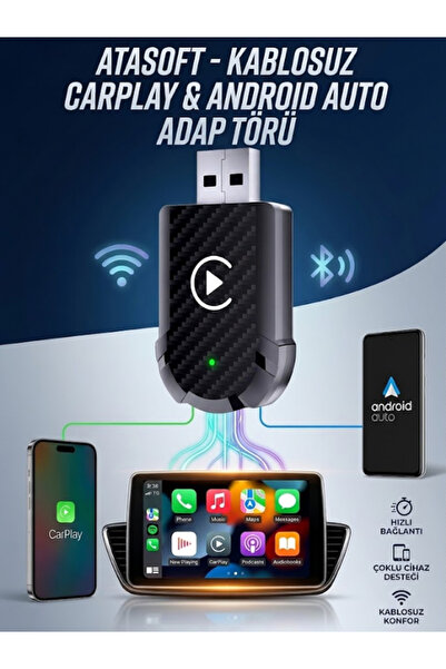 ATAsoft Kablosuz Car Play Adaptörü IOS Ve Android Cihazlar Için, Wireless Car...