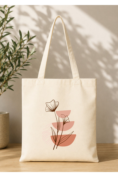 Eylül Design Vintage Boho Patterned Printed Raw Fabric Bag Organic Tote Bag