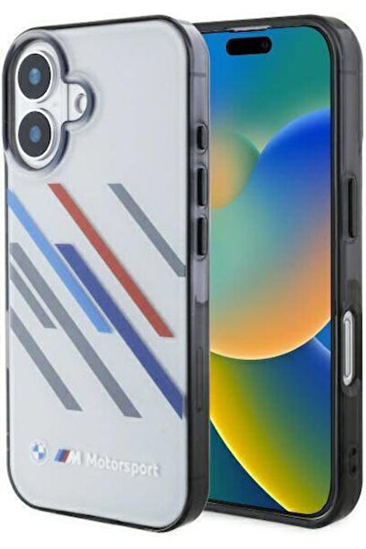 BMW Ριγέ Πίσω Κάλυμμα Πλαστικό / Σιλικόνης Γκρι (iPhone 16) Κωδικός: BMHCP16S...
