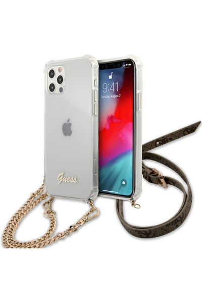 Guess Back Cover Plastic with Strap Transparent (iPhone 12 / 12 Pro) Code: GU...