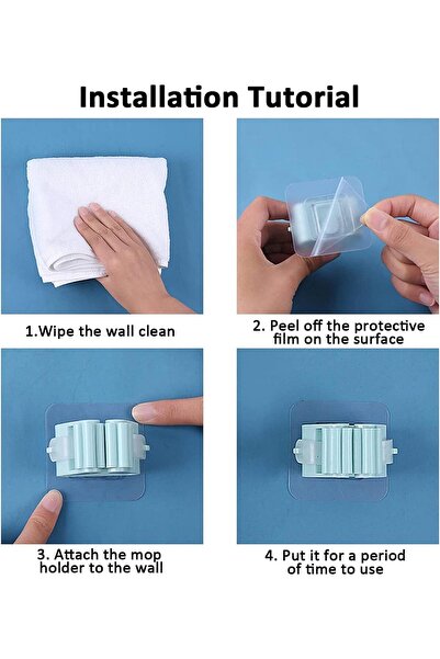 Generic Mop Holder Broom Gripper Holds Self Adhesive Wall Mounted Storage Rac...