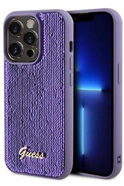 Guess Script Logo Back Cover Plastic / Silicone Purple (iPhone 14 Pro Max) Co...
