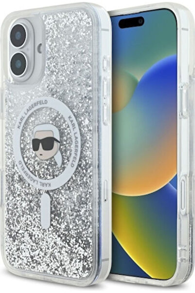 Karl Lagerfeld Υγρό Γκλίτερ Karl Head Magsafe Πλαστική Διαφανής Πίσω Θήκη (iP...