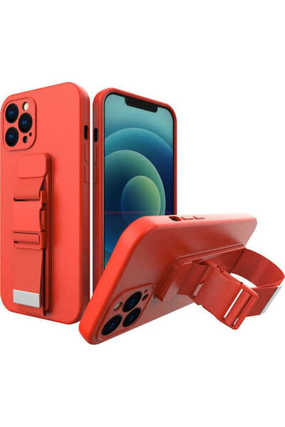 Hurtel Σιλικόνη Πίσω Κάλυψης με Σχοινί 1mm Κόκκινο (iPhone 13 Pro Max)