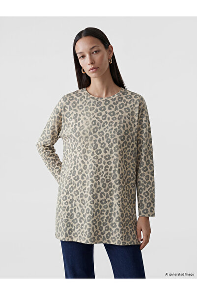LC Waikiki Brown Leopard Patterned Soft Touch Women's Tunic