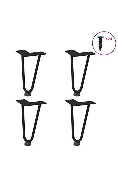 vidaxl Picioare tip agrafă pentru măsuță de cafea, 4 buc., negru, 20 cm, oțel...