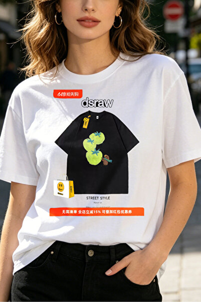 Fleck Womens T Shirts Fruit Print Street Style Casual Short Sleeve Top Fashio...
