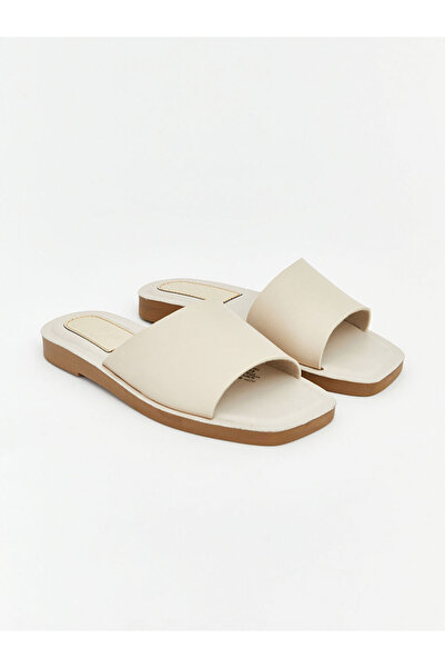 LC Waikiki Ecru square toe single strap women's slippers from gulisgi̇yi̇m