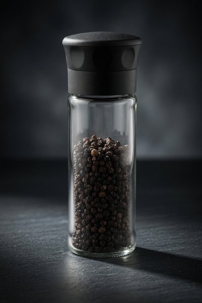 GENCHOME HOMEWARE 2 Pieces Glass Body Salt and Pepper Mill with Lid Salt and Pepper Grinder 13.5 cm