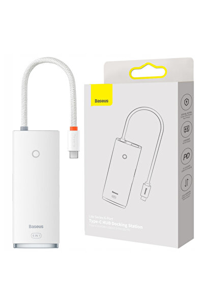 Baseus Hub USB-C Seria Lite, 2x USB 3.0, PD, HDMI 1.4, SD, TF pentru laptop ș...