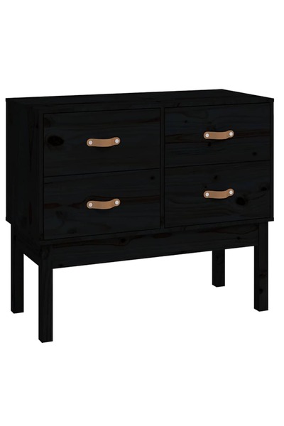 vidaxl Dulap consolă, Negru, 90x40x78 cm, lemn masiv de pin