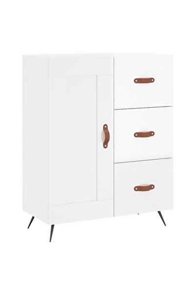 vidaxl Servantă, alb extralucios, 69,5x34x90 cm, lemn compozit