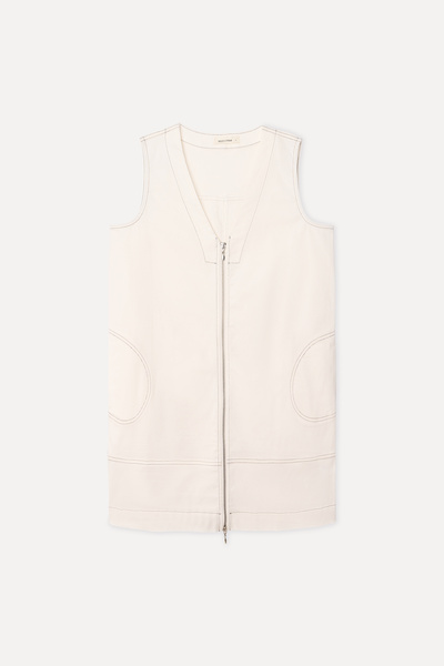 Mudo Women's Ecru Zippered A-Form Mini Dress