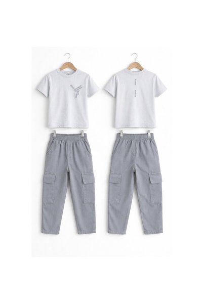 Generic Brand Men's Seasonal Gabardine Pants with Back Detail T-Shirt
