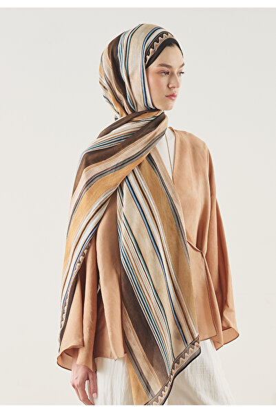 Freshscarfs Μαλακό σάλι από βισκόζη με μοτίβο Harmony σε απόχρωση Bitter Brown