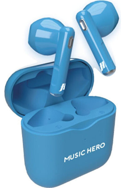 SBS Music Hero Ακουστικά Bluetooth Handsfree με Θήκη Φόρτισης, Φωσφοριζέ Μπλε