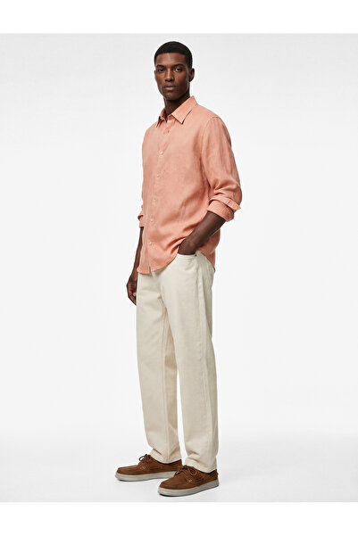 Koton Classic Collar Loose Fit Long Sleeve Linen Shirt